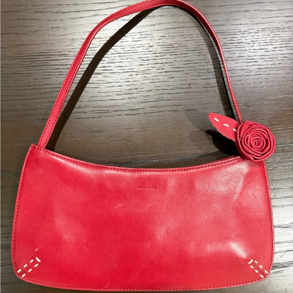 Pierre Cardin Vintage Red Genuine Leather Shoulder Bag